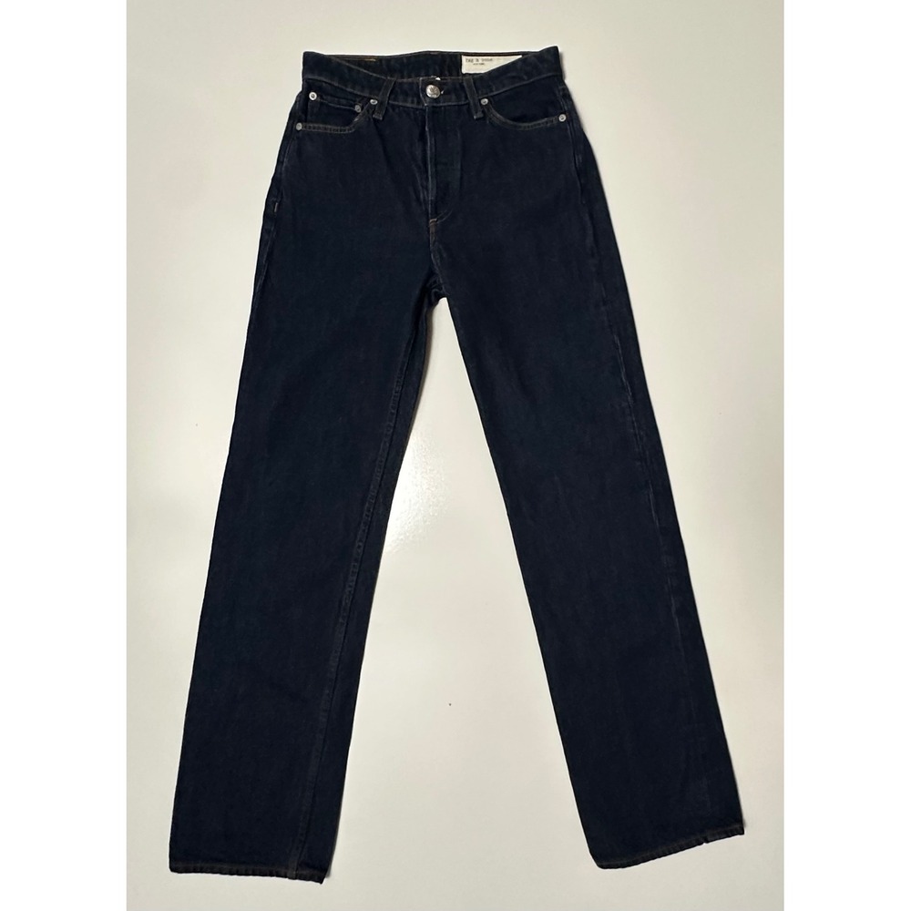 Rag & Bone Alex High-Rise Straight Leg Jeans Dark Indigo Blue Denim Size 26